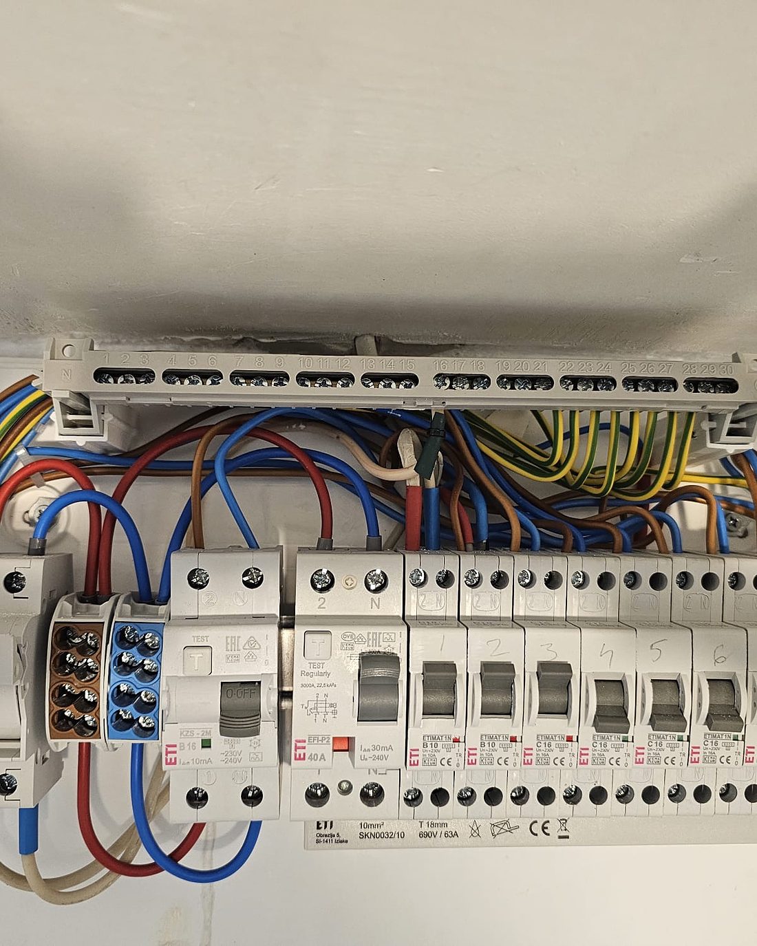 Tablou electric nou, cu siguranțe etichetate, montat la renovarea unei garsoniere
